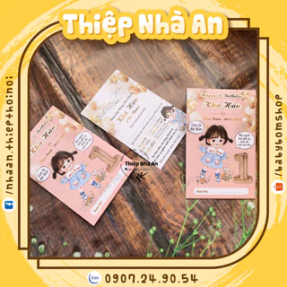 Thiệp Mời Sinh Nhật - Thiệp Thôi Nôi - Thiệp Đầy Tháng Thiết Kế Bé Gái Chibi Cute 1708 (GIÁ 1 THIỆP)