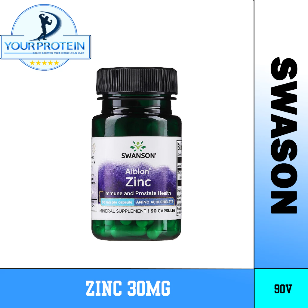 Swanson Albion Zinc - Viên uống bổ sung Zinc 30mg - 90 viên