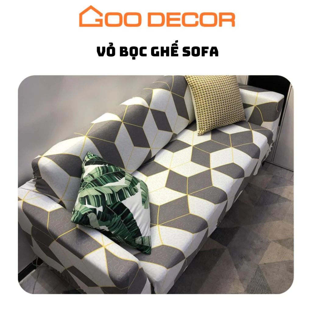 Bọc sofa họa tiết độc lạ, bọc ghế sofa đơn, chữ L vải thun sữa co giãn - GOO Decor