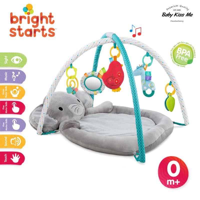 Thảm Nhạc Nằm Chơi Vận Động Cho Bé - Bright Starts Hug-n-Cuddle Elephant Activity Gym