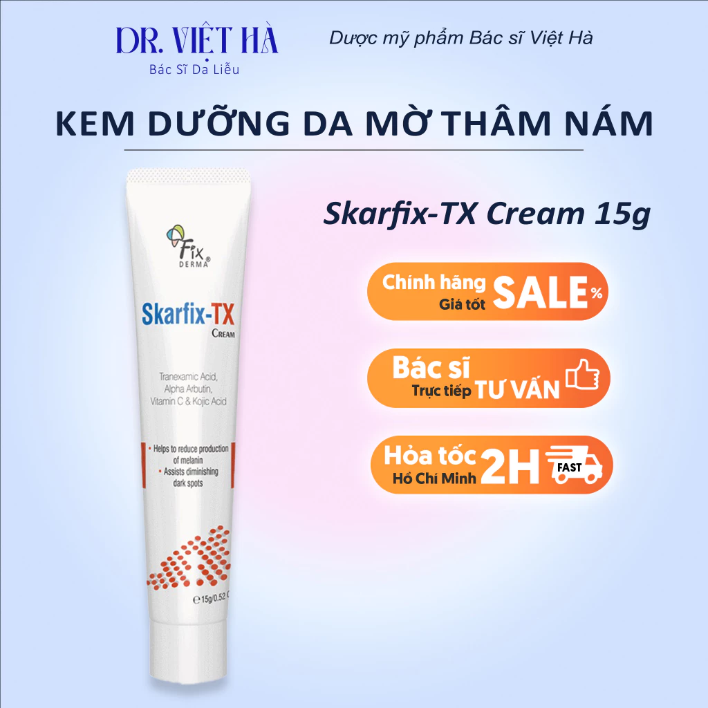 Kem Dưỡng Da Mờ Thâm Nám, Tàn Nhang giúp da sáng mịn, đều màu và tăng độ rạng rỡ Fixderma Skarfix-TX Cream 15g