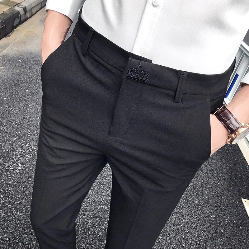 [Có Size Đại]Quần Tây Nam Dáng Body Dáng Hàn Quốc Ôm Body Vải Mềm Mượt Co Giãn 4 chiều Quần Tây Thêu 961 QTN