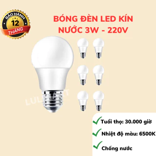 Bóng Đèn Led Kín Nước 3W  220W Màu Vàng Ấm , Màu Trắng , Bóng Đèn Trang Trí Ngoài Trời