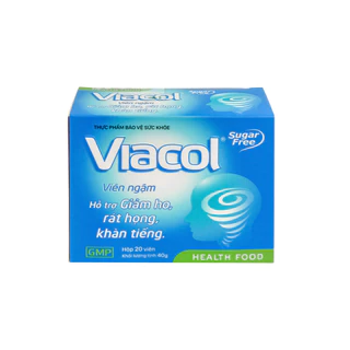 Viên ngậm Viacol SPA451 giảm đau rát họng, khàn tiếng hộp 20 viên