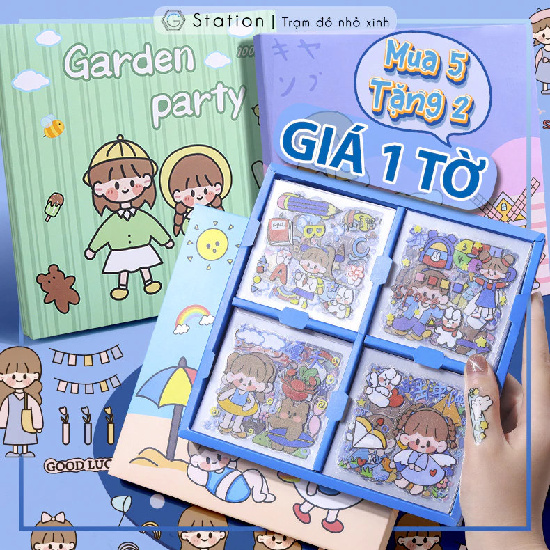 GIÁ 1 TỜ | Sticker dán sổ trang trí Little girl chibi MUA 5 TẶNG 2 GIAO KHÔNG TRÙNG MẪU - VP075