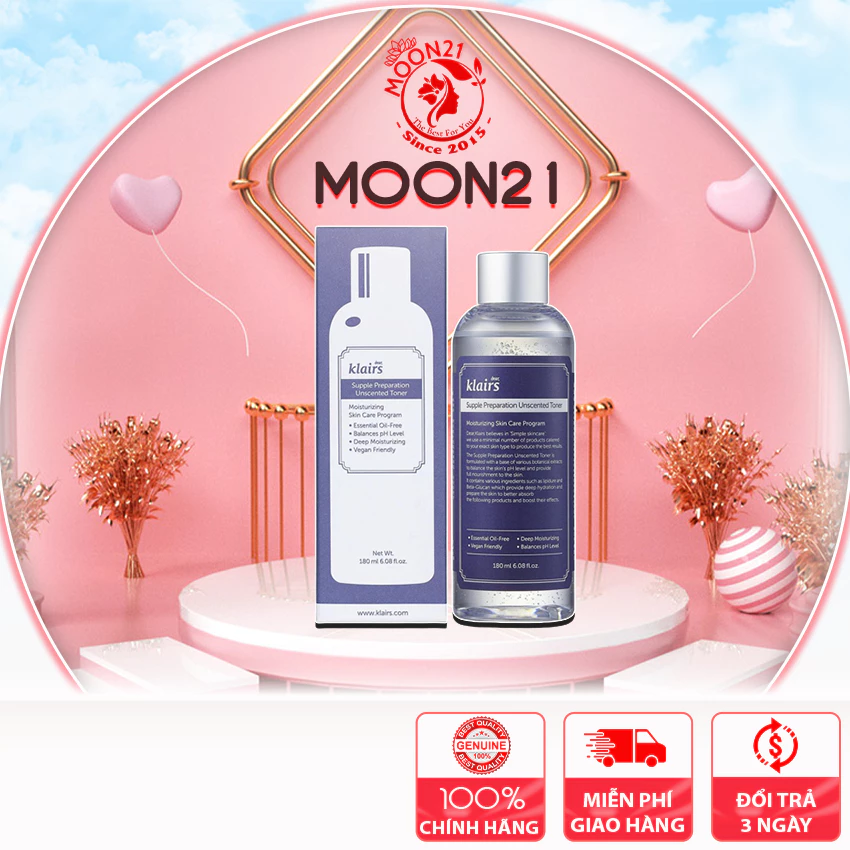 Toner Klairs Không Mùi MOON21 Nước Hoa Hồng Klairs Supple Preparation Unscented 180ml cho da nhạy cảm