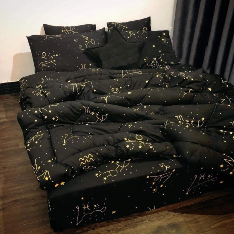 Bộ Chăn phao ga gối 5 món Mẫu Cung Hoàng Đạo đầy đủ kích cỡ m2/m6/m8/2m2 chăn bông dày phồng cùnh các mẫu khác