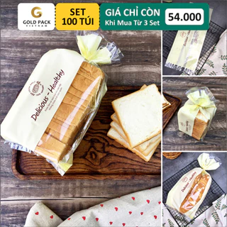 Túi Đựng Bánh Gối, Sandwich - Set 100 Túi Size 22x36cm Xếp Hông Đáy Vuông [Gold Pack Viet Nam]