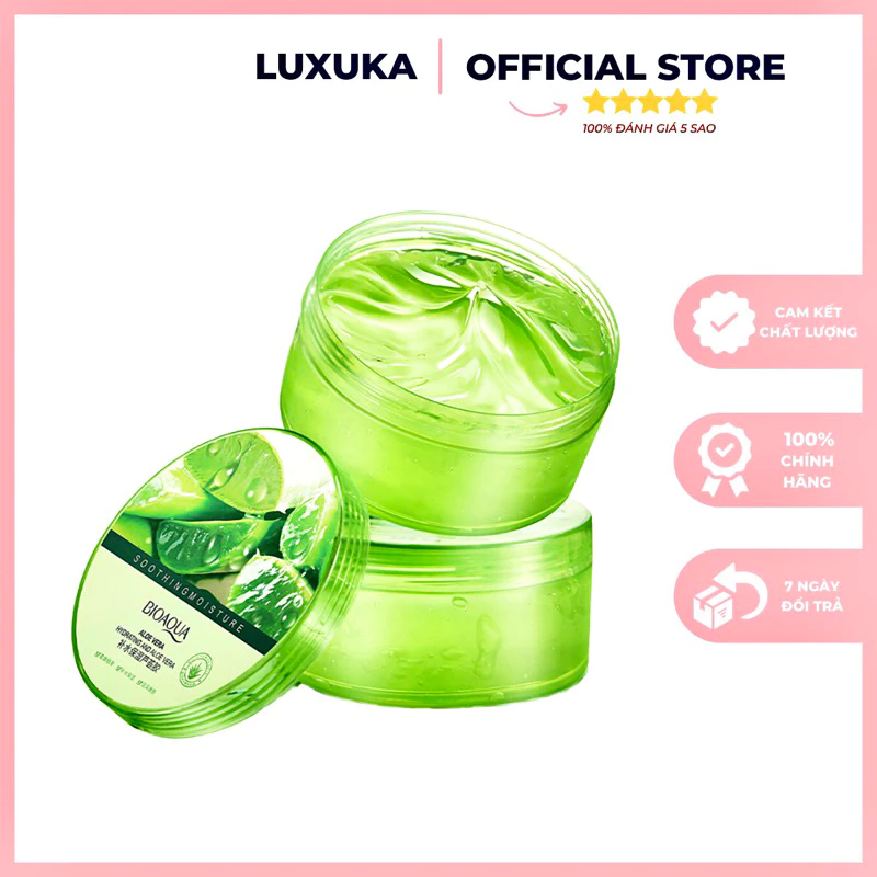 Gel lô hội Bioaqua Gel dưỡng ẩm làm dịu da cấp nước cho da Aloe Vera Luxuka BA08 (300g)