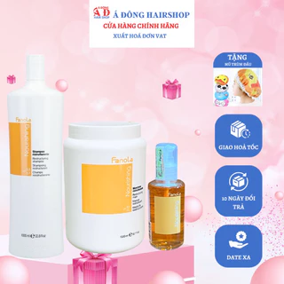 [+Tặng mũ trùm] Bộ dầu gội hấp ủ dưỡng tóc Ý Fanola Nutricare Nourishing dưỡng ẩm suôn mượt Italia