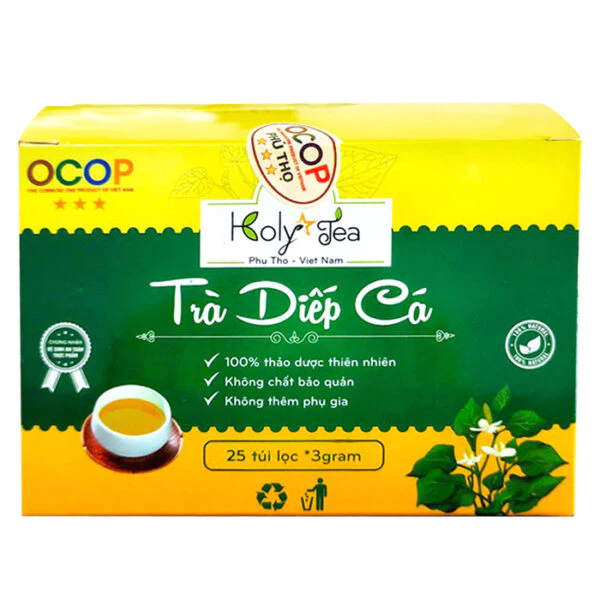 Trà Diếp Cá Holy Tea (Túi lọc) -  Hỗ trợ giúp thanh nhiệt, mát gan, mụn nhọt, táo bón, Trĩ, nhiệt miệng (hộp 25 túix3g)