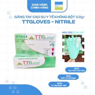 Găng Tay Y Tế Nitrile Màu Xanh Lá Không Bột TTGloves 5.0gr (Hộp 100 Chiếc)