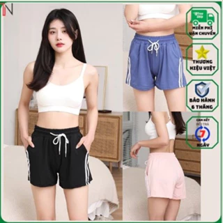 quần Đùi Nữ, Short nữ 2 sọc chất thun cotton co giản  Mền Mại MỊn Màng lưng thun có dây rút - tannguyen_store