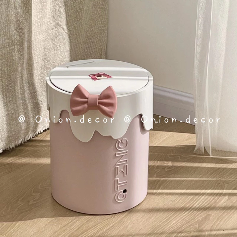Thùng đựng rác hồng Qteng bánh kem cỡ 9L