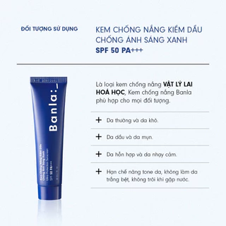 Kem Chống Nắng Cho Nam Kiềm Dầu Chống Ánh Sáng Xanh Banla Ultra Protection Sunscreen Spf 50 Pa+++