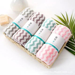 [Sọc HCM] Khăn mặt cotton lông cừu Hàn Quốc mềm mịn siêu thấm nước kẻ sọc , Khăn lau tay đa năng 50x35 cm