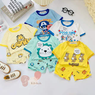 [Bé 9-25kg] Bộ ngắn tay thun lạnh in hình cute cho bé trai bé gái