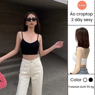 Áo Croptop 2 dây màu trắng, đen cá tính sexy quyến rũ, áo bra hai dây dễ phối đồ carrotxinhdep