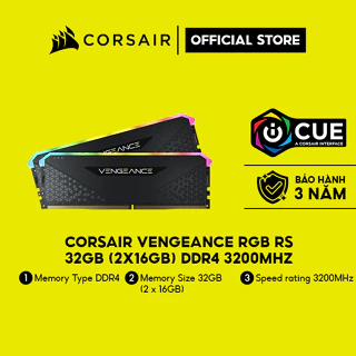 Bộ nhớ Ram CORSAIR VENGEANCE RGB RS 32GB (2x16GB) DDR4 3200MHz CMG32GX4M2E3200C16