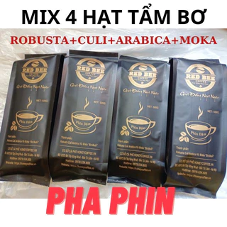 Cafe phin, cafe pha phin rang xay nguyên chất Ban Mê thuột, 4 hạt cafe tẩm bơ