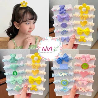 Set 5 dây cột tóc vải kèm họa tiết đáng yêu cho bé gái NiA shop PK134