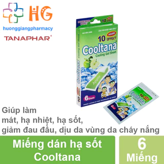 Miếng dán hạ sốt Cooltana giúp bé hạ nhiệt giảm sốt ngăn ngừa co giật dùng được cho trẻ sơ sinh Hộp 6 miếng