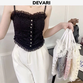 Áo bra nữ 2 dây phong cách croptop cực đẹp đệm mút mỏng mềm mại phối ren gợi cảm DEVARI B2166