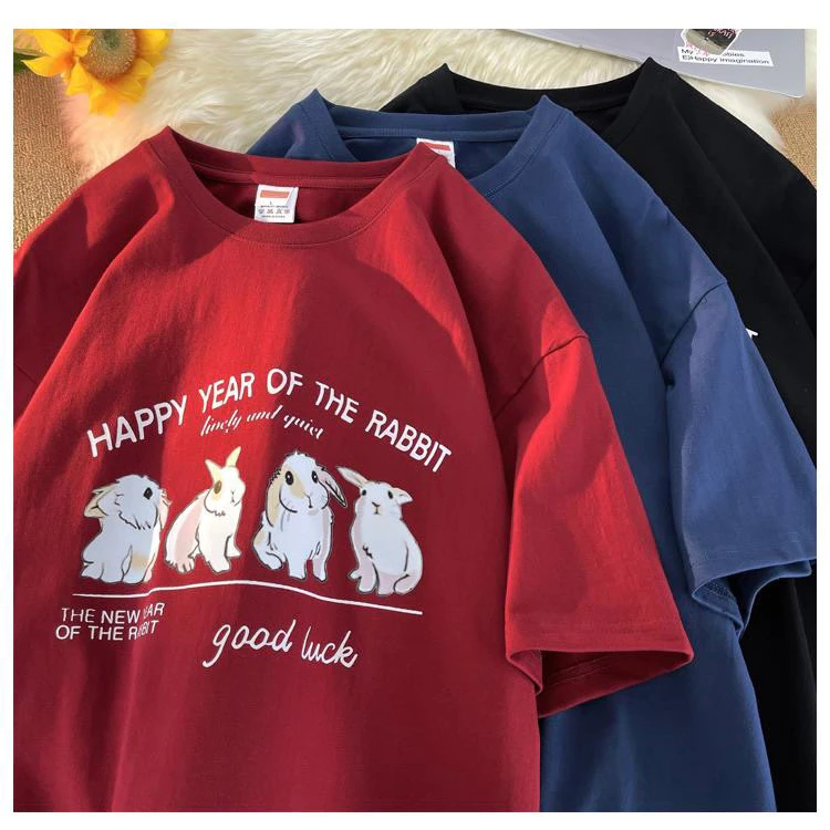 Áo Thun From Rộng Nam Nữ - APT Unisex - Áo Thun In Hình Con Thỏ Chất Liệu Cotton Khô Co Giãm Thấm Hút Mồ Hôi Tốt