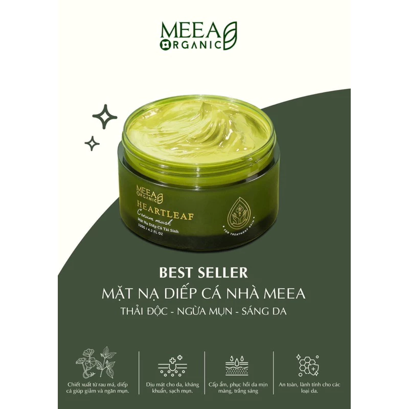 Mặt nạ diếp cá MEEA ORGANIC [CHÍNH HÃNG] tặng kèm cọ