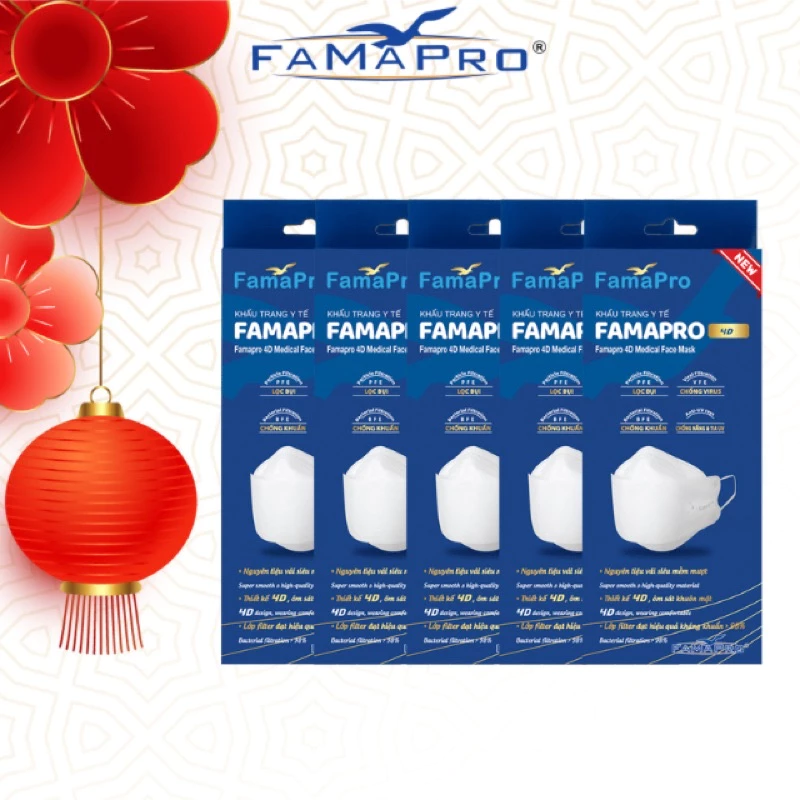 [[Giảm 50%]]-Khẩu trang 4D Nam Anh FAMAPRO giấy kháng khuẩn cao cấp chính hãng công ty hộp 10 cái