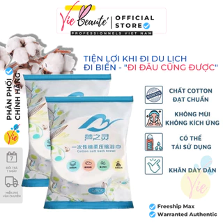 Khăn tắm nén cotton - Viên khăn nén du lịch tiện lợi 70x140cm - Viebeaute