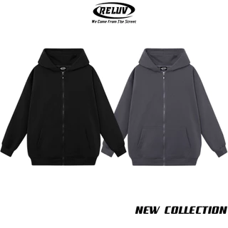 Áo hoodie zip Local Brand RELUV trơn unisex nỉ ngoại - Áo khoác nỉ dây kéo trơn nam nữ ullzang 2 màu - RELUV.STUDIO