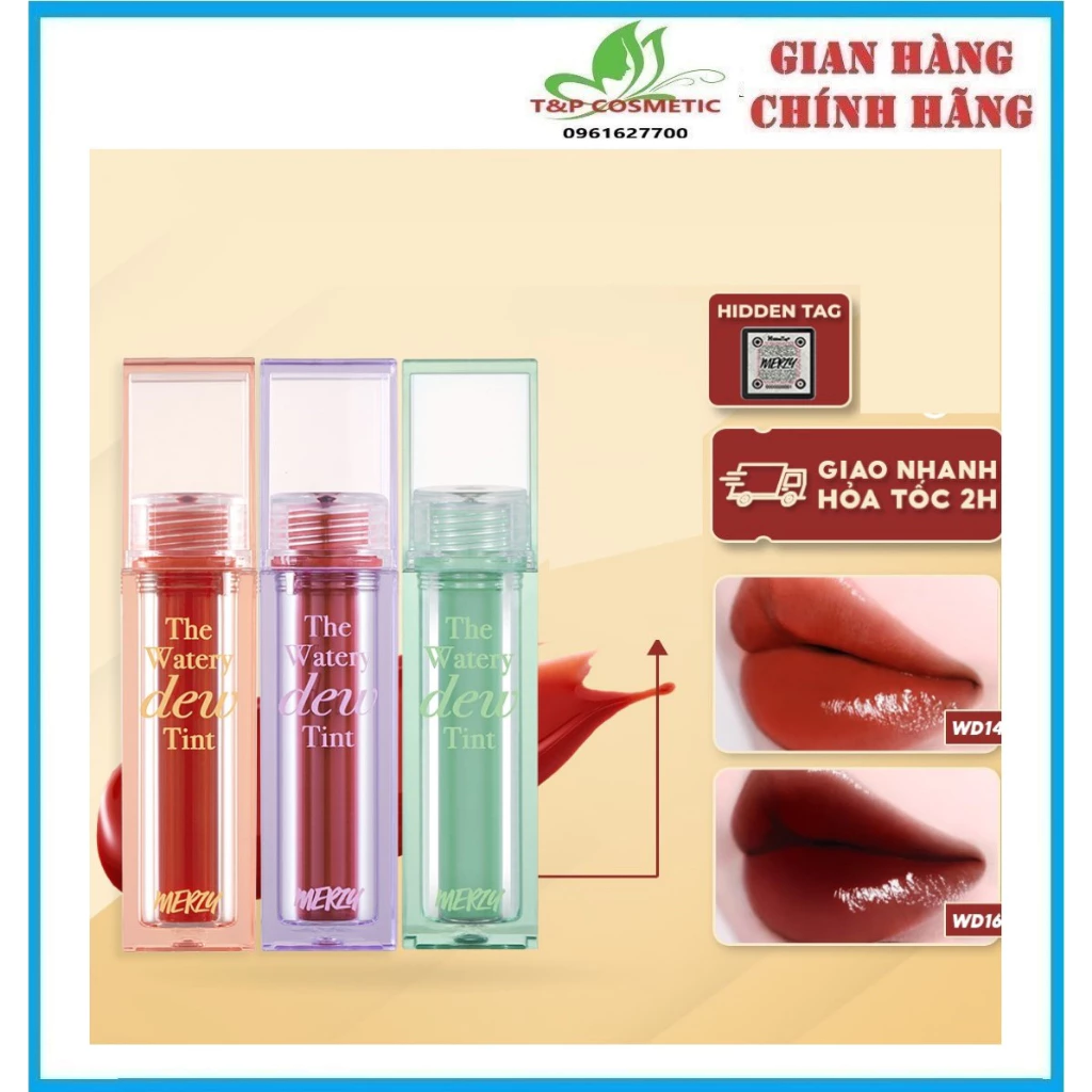 [Có Sẵn] Son Tint Lì, Lâu Trôi Cho Đôi Môi Ẩm Mịn Merzy The Watery Dew Tint 4g