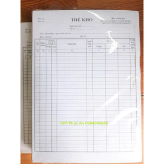 1 tập (500 tờ) thẻ kho A4 giấy 65gsm