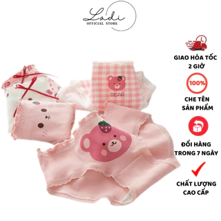 Quần Lót Nữ Cotton Ladi Cao Cấp Mềm Mại Tông Hồng Họa Tiết Cute Gấu Đáng Yêu Thoáng Mát MÃ 1919