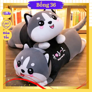 Gối Ôm Cho Bé Hình Thú Mèo Husky Mắt Tròn Size 50cm