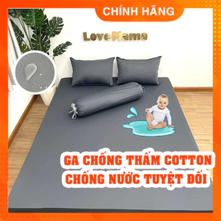 Ga chống thấm Cotton LoveMama một màu xám trơn không sột soạt mềm mại thoáng mát