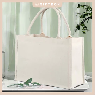 Túi vải canvas túi tote trắng Vintage đứng form chống nước vải bố thân thiện với môi trường đựng quần áo sách vở đi chơi