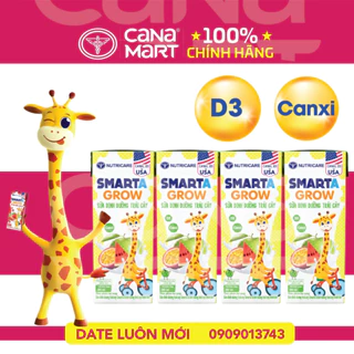 Thùng sữa pha sẵn Nutricare Smarta Grow (vị trái cây nhiệt đới) dinh dưỡng cho trẻ thấp còi 180ml