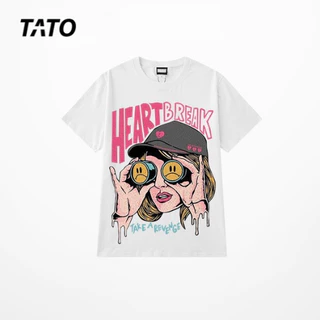 Áo thun unisex tay lỡ TATO in hình Heart Break , vải cotton 4 chiều thoáng mát