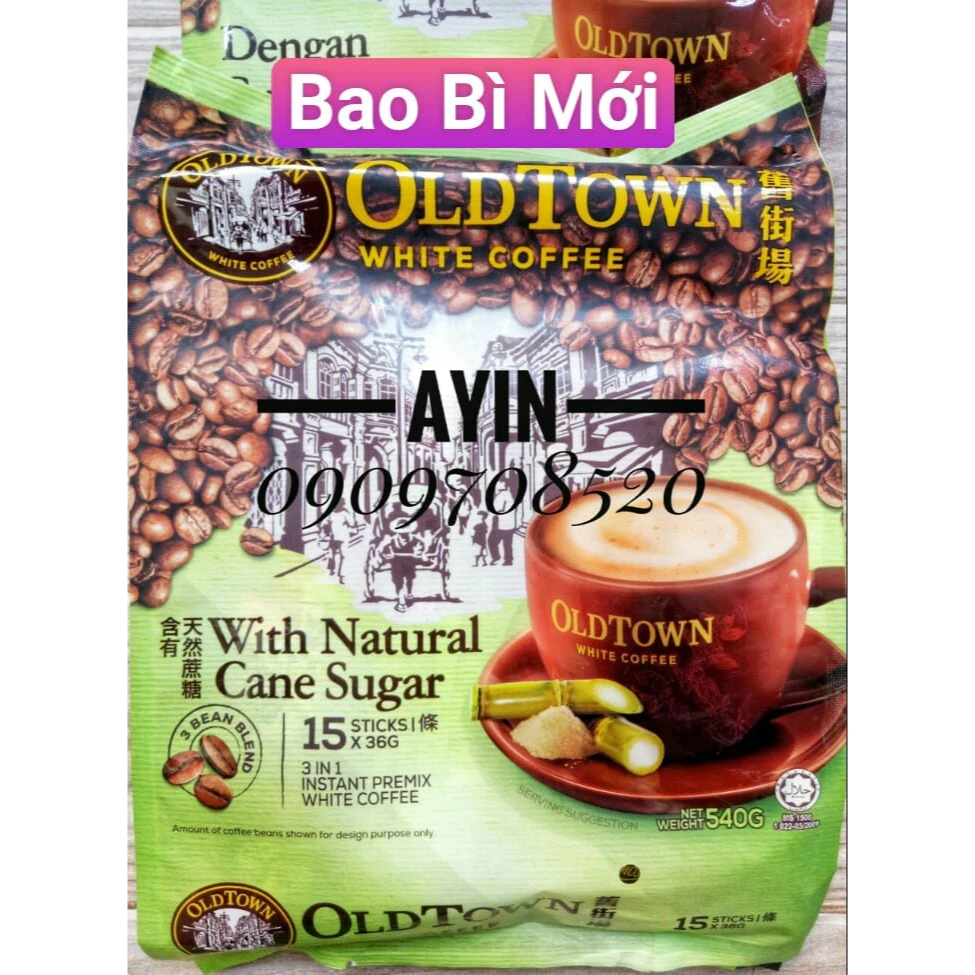 ( Bao Bì Mới ) Cà phê trắng đường mía OldTown White Coffee Malaysia