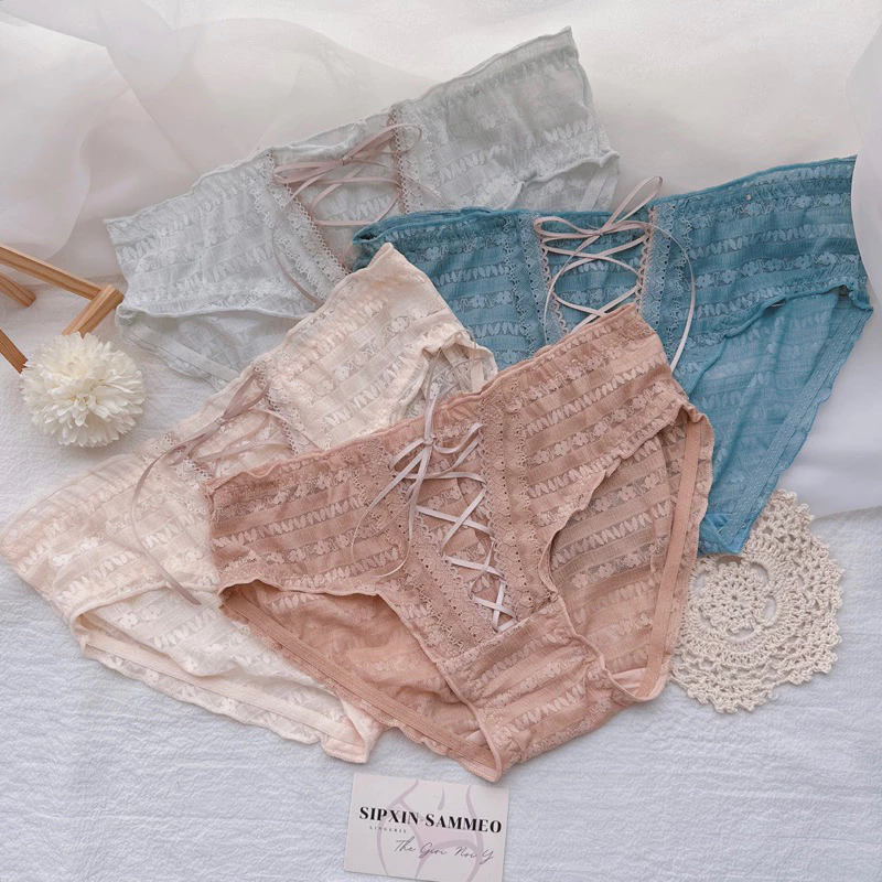 Quần Lót Nữ Cotton Đang Nơ Vải Hoa Ẩn Dễ Thương