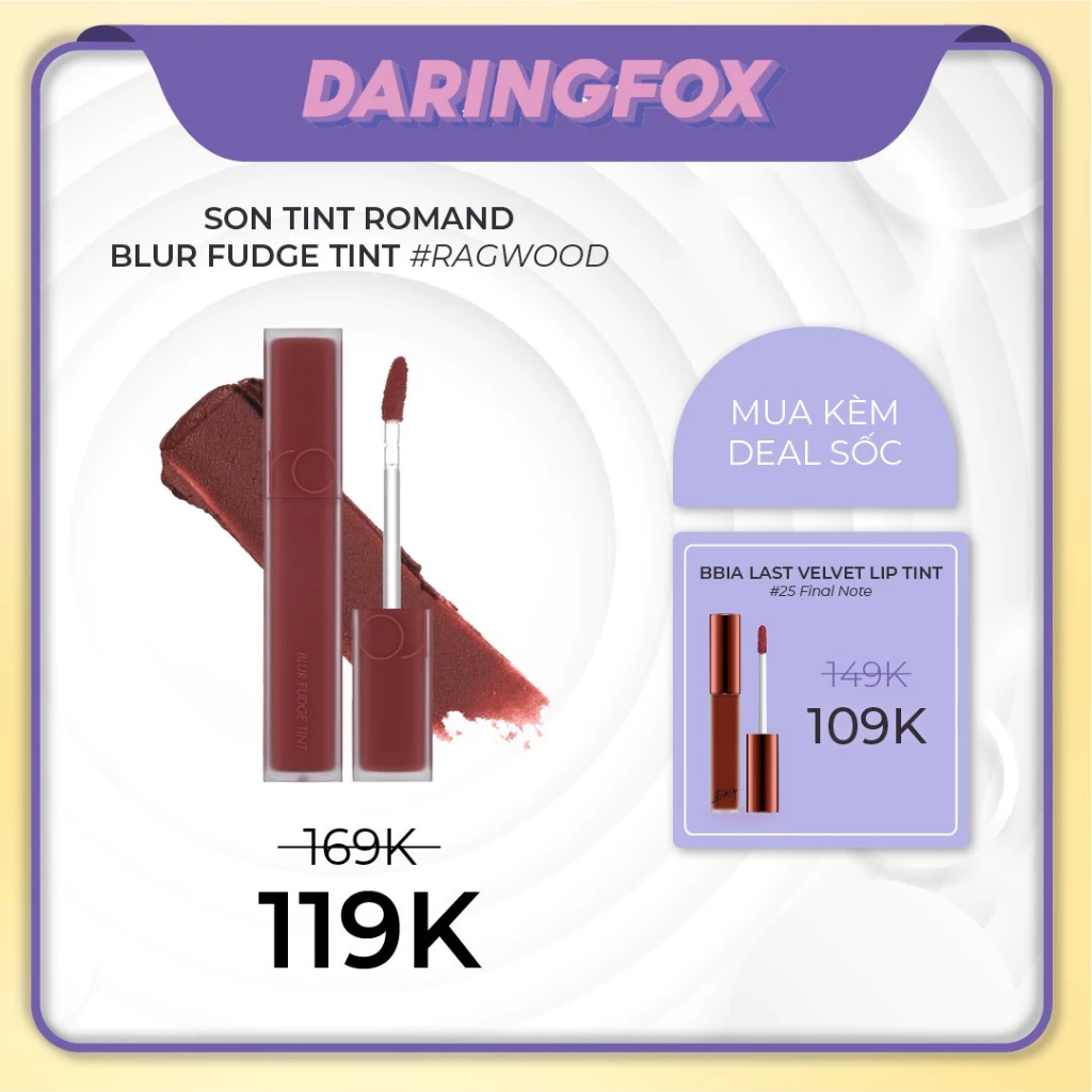 Son Kem Lì Mịn Môi Romand Blur Fudge Tint 5g màu 04 Ragwood