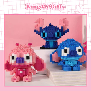 Đồ chơi lắp ráp mini stick mô hình lắp ráp mini 3D Stitch xanh, hồng anime giá rẻ King Of Gifts