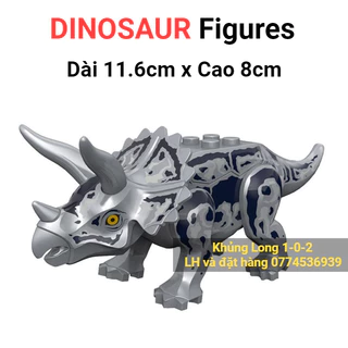 Khủng Long 3 Sừng Xám Đen Hãng Lele con dài 11.6cm x cao 8cm