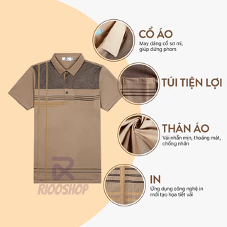 Áo thun nam polo có túi, áo thun nam trung niên có cổ ngắn tay đẹp, có size lớn, big size màu RIOOSHOP RSP087