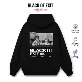 Áo hoodie nỉ bông BLACK OF EXIT Angel nam nữ form rộng thu đông Local Brand