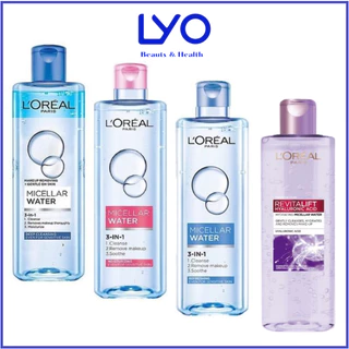 Nước tẩy trang Loreal  L'Oreal Paris 3 in 1 Micellar Water 400ml hồng / xanh sạch sâu / tươi mát / tím Lyo.shop