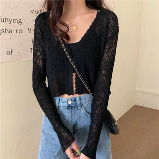 Sale áo khoác cadigan len voan mỏng khoác nhẹ dáng croptop cực kì nữ tính