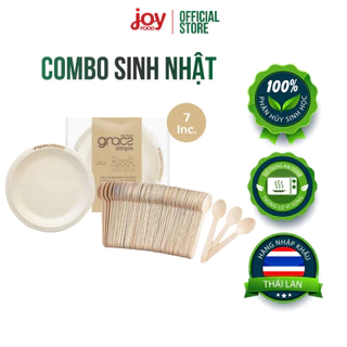 COMBO SINH NHẬT GỒM 50 ĐĨA BÃ MÍA VÀ 50 MUỖNG GỖ DÙNG 1 LẦN HÀNG NHẬP KHẨU CAO CẤP